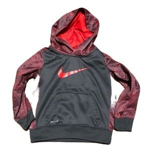 Nike Sweatshirt 3T Boys Gray Red Hooded Toddler Pullover